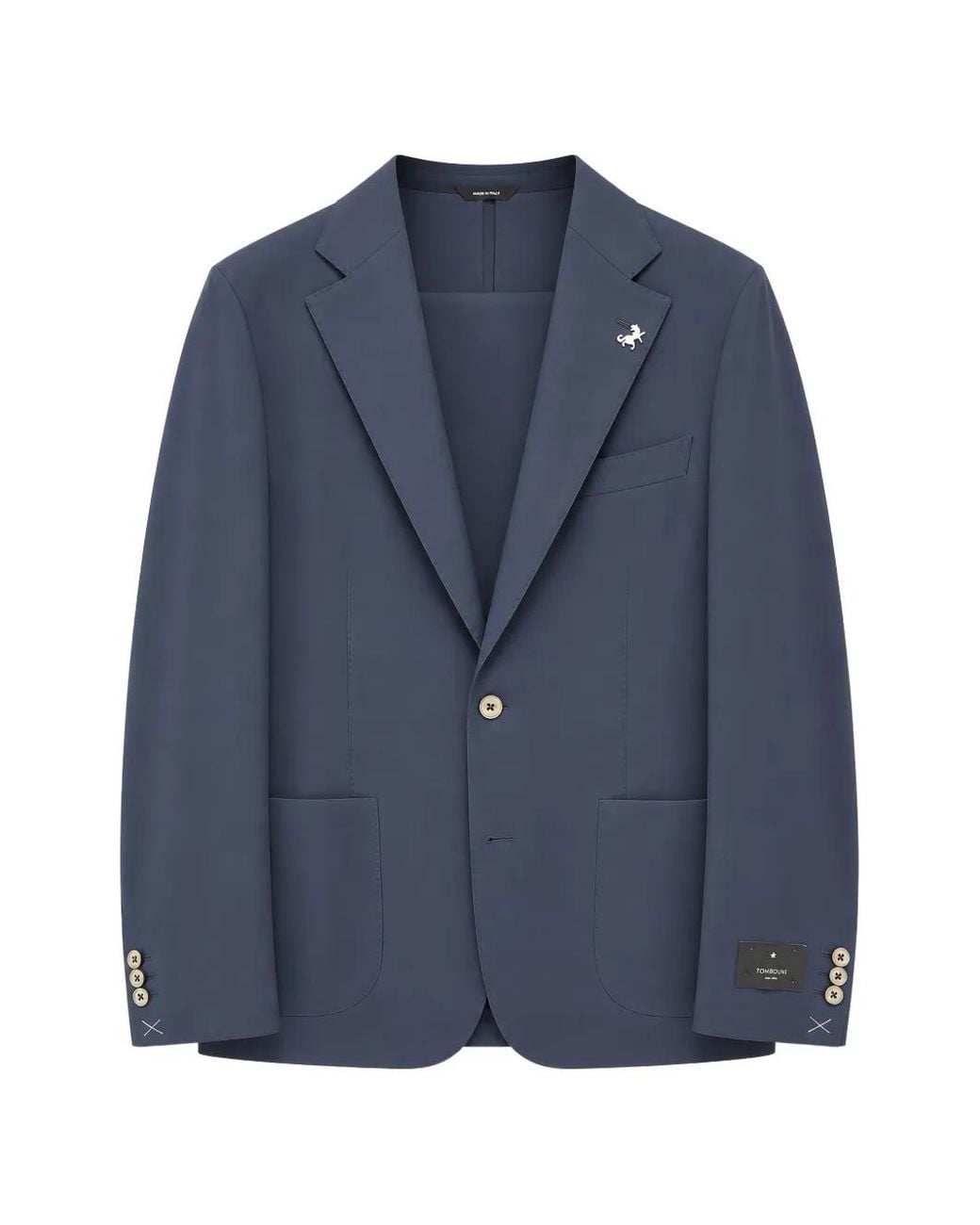 Tombolini Blue Notched-Lapel Single-Breasted Blazer for men