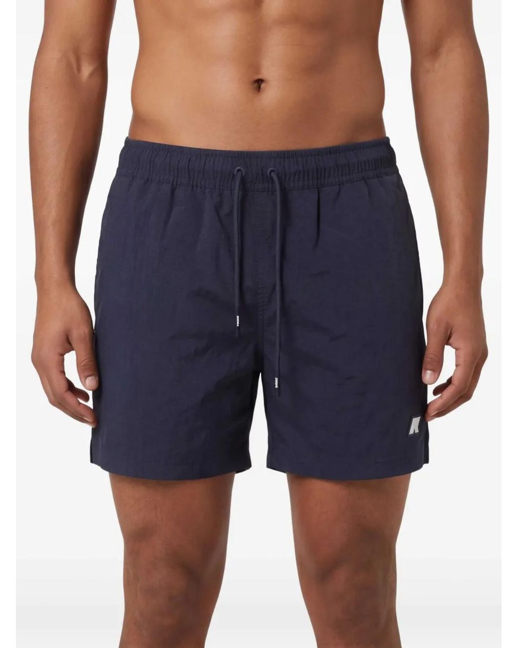 K-Way Blue Logo-Patch Swim Shorts for men
