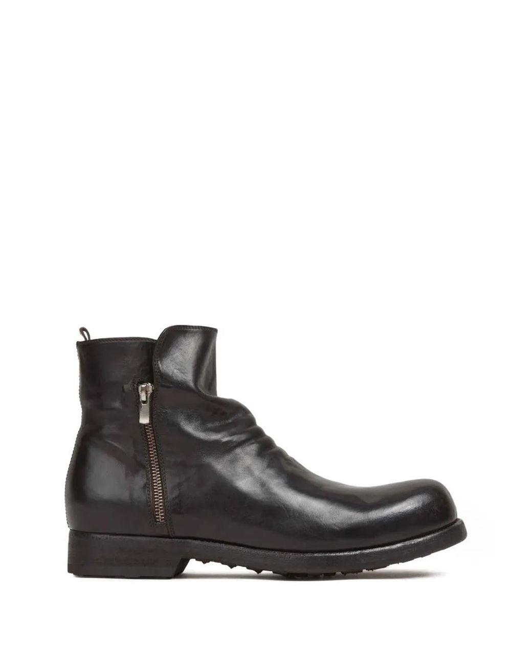 Officine Creative Black Ruched Side-Zip Boots for men