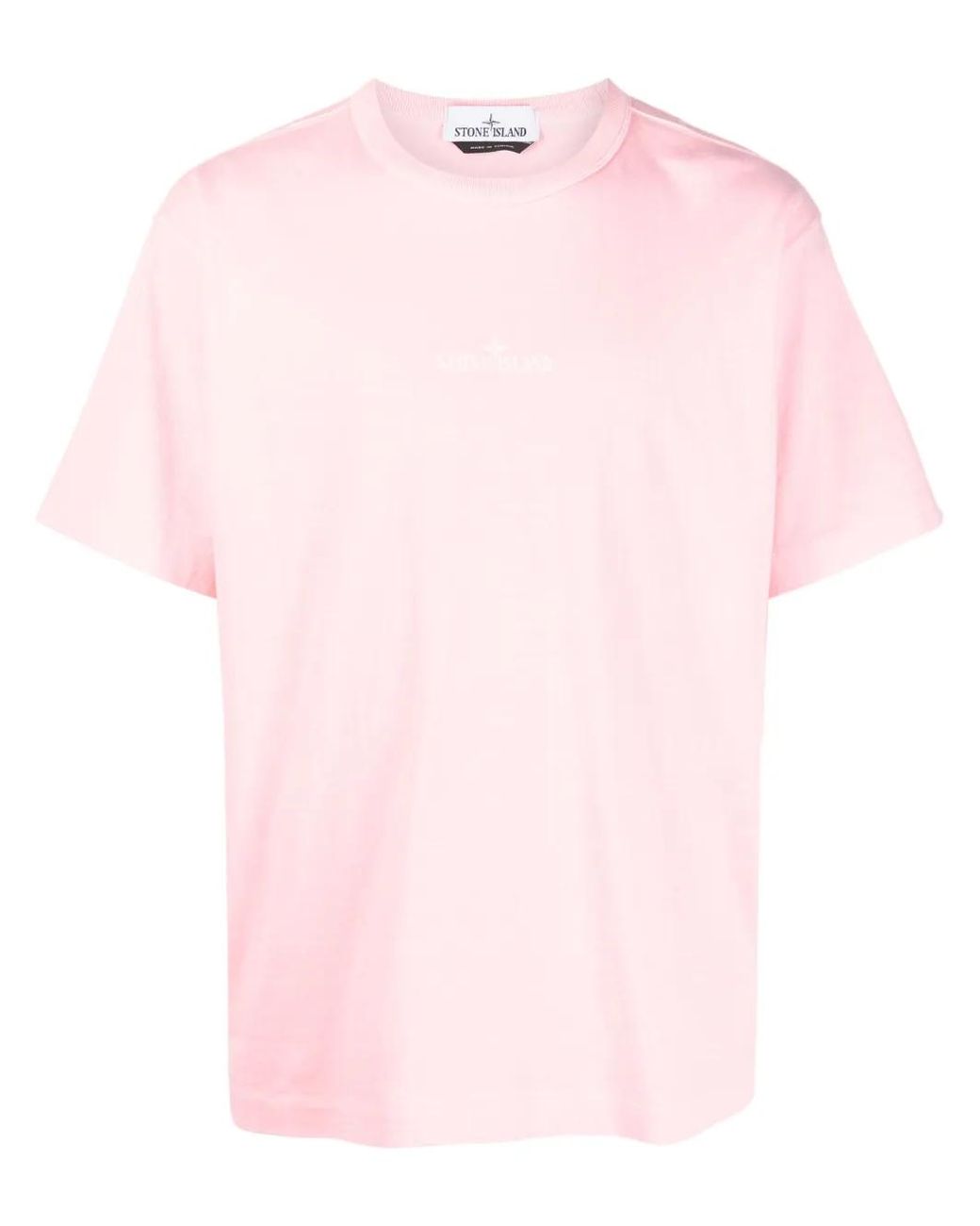 Stone Island Pink Embroidered-Logo T-Shirt for men