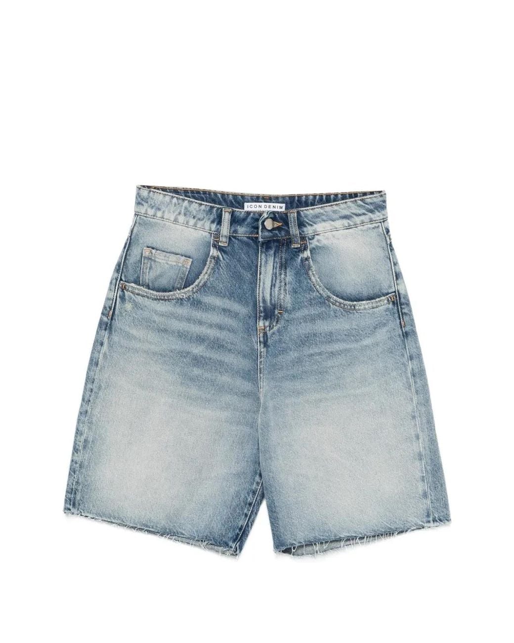 ICON DENIM Blue Frayed Denim Shorts