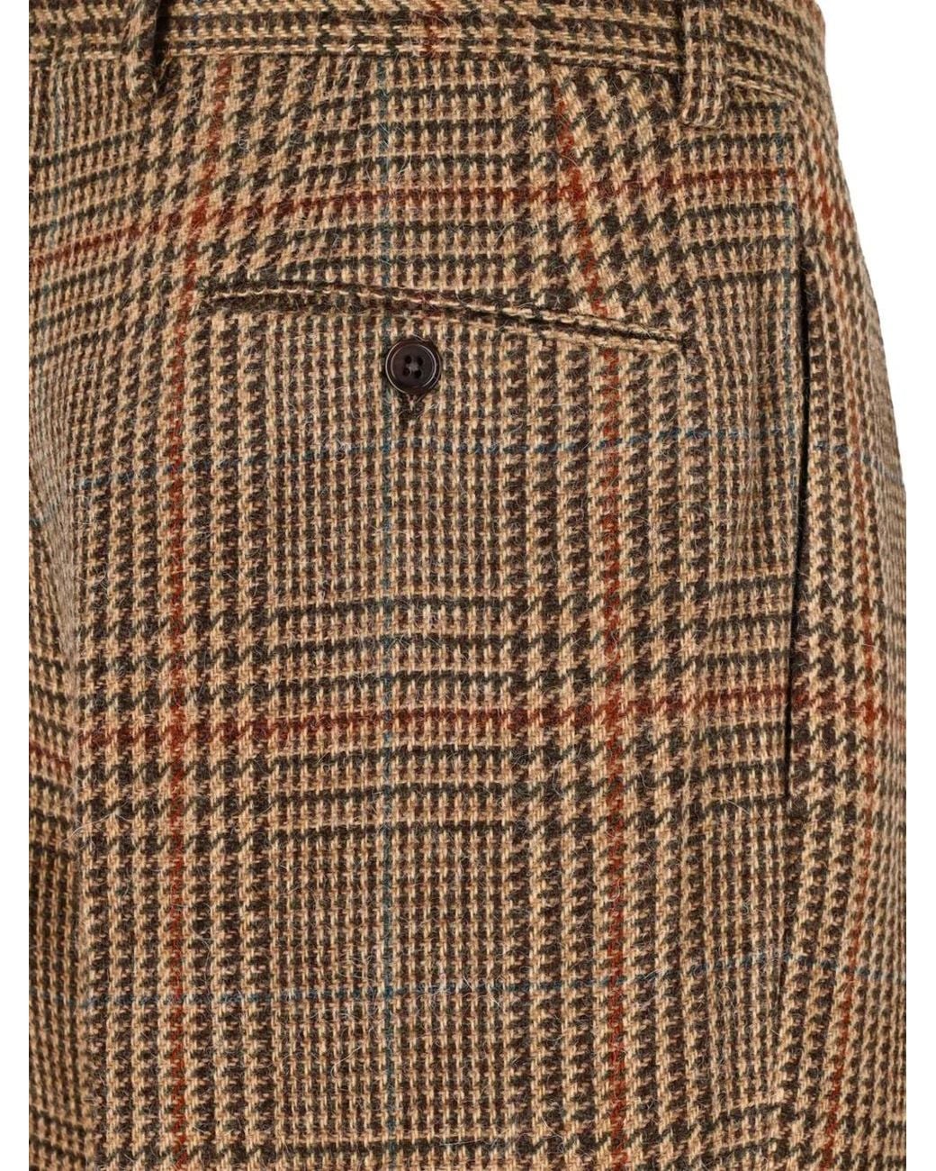 Polo Ralph Lauren Natural Check-Pattern Pleated Trousers for men