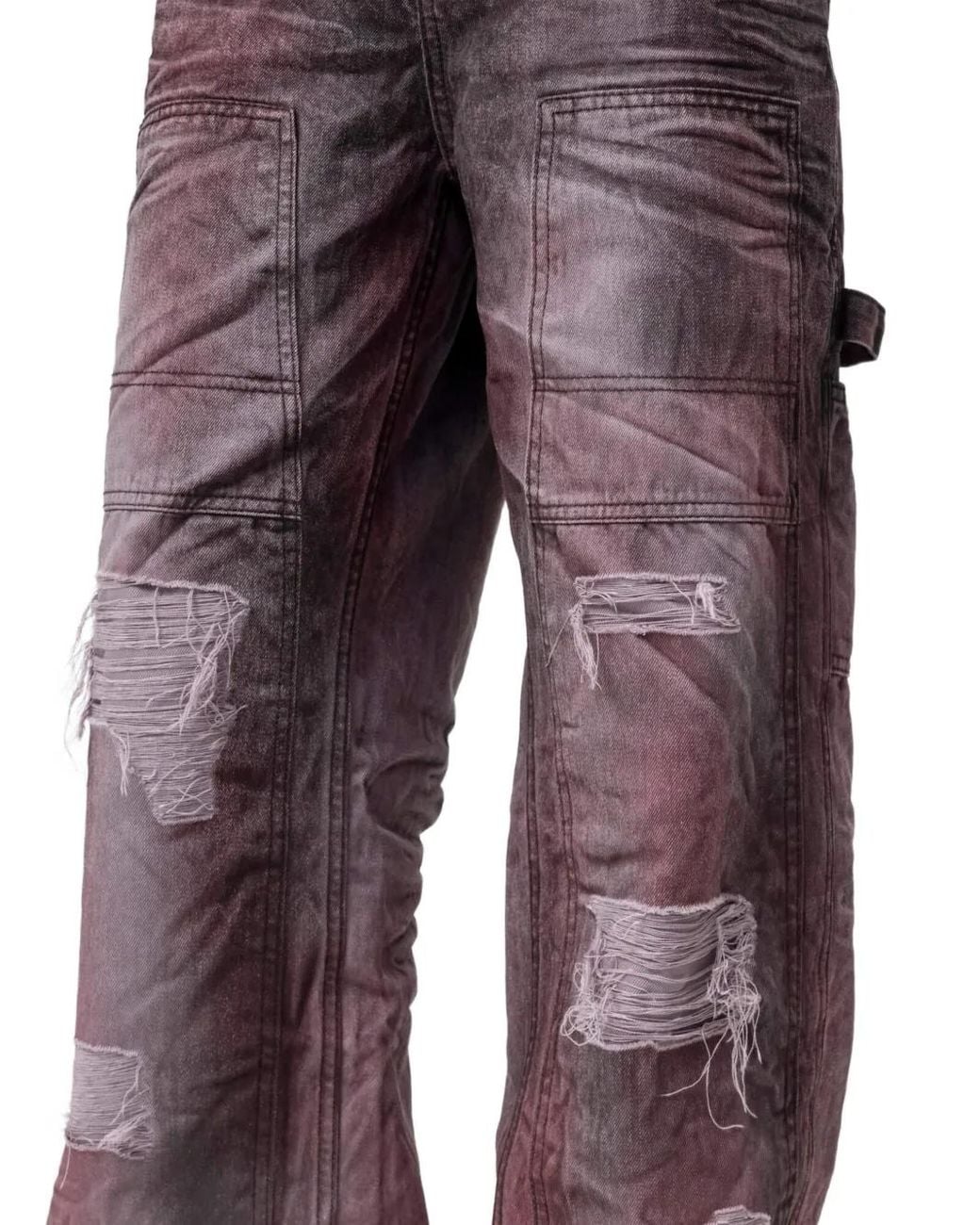 THUG CLUB Gray Two Tone Washed Distressed Jeans for men
