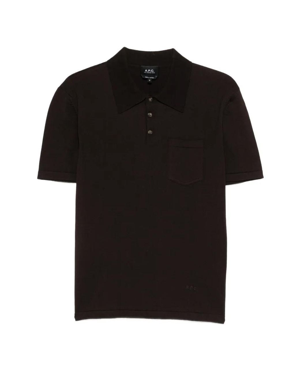 A.P.C. Black Knitted Polo Shirt for men