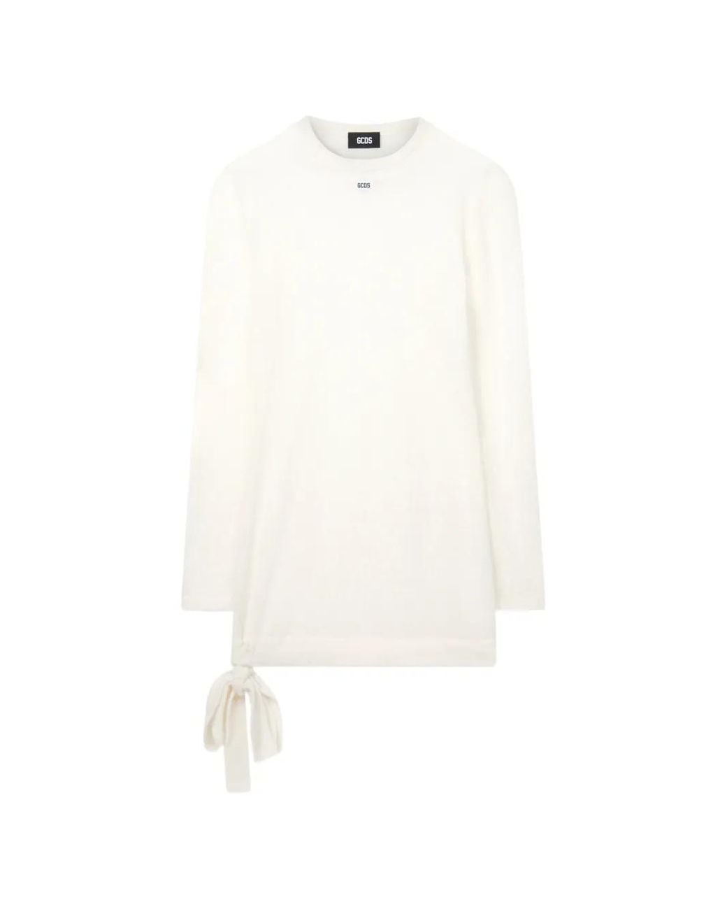 Gcds White Webnet Knitted Mini Dress