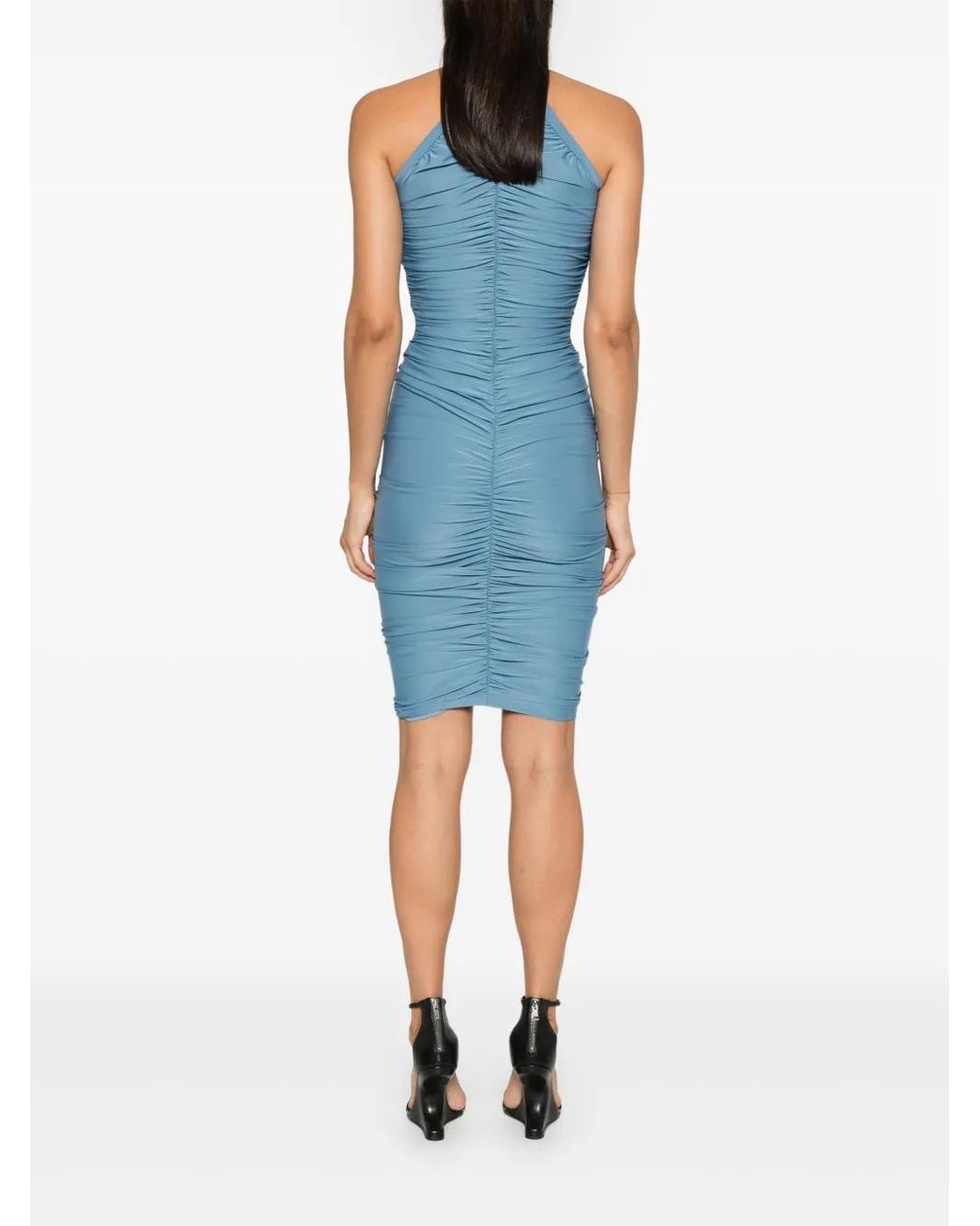 MITILIANE COUTURE Blue Draped Midi Dress