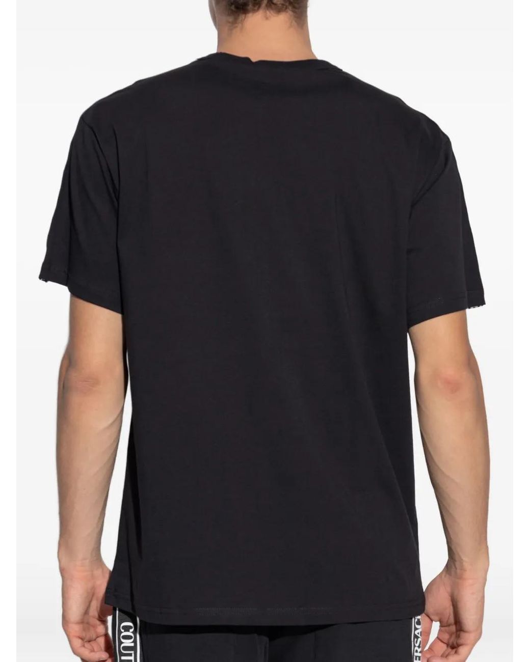 Versace Jeans Couture Black T-Shirt With Printed Logo for men