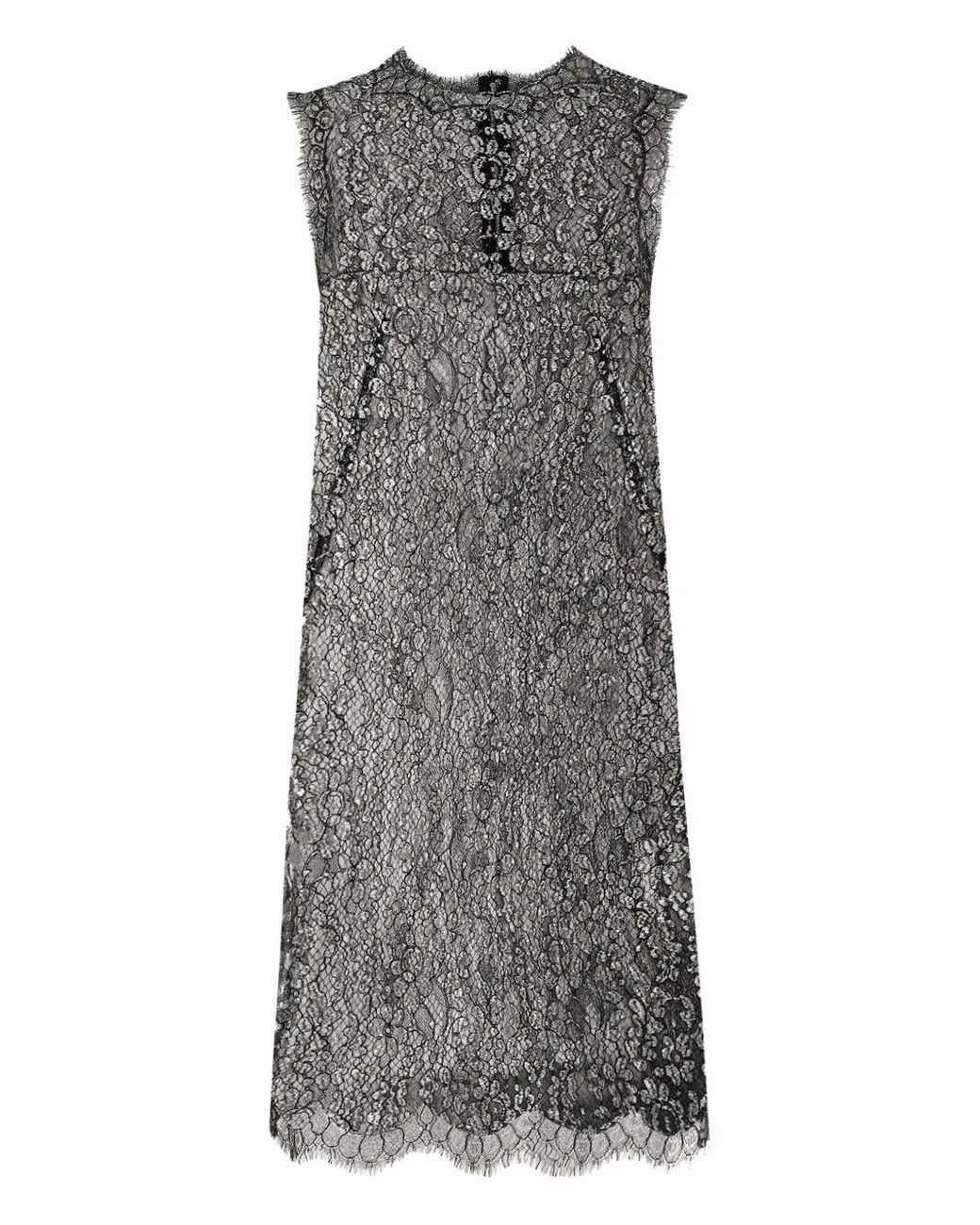 Dolce & Gabbana Gray Lamé Lace Mini Dress