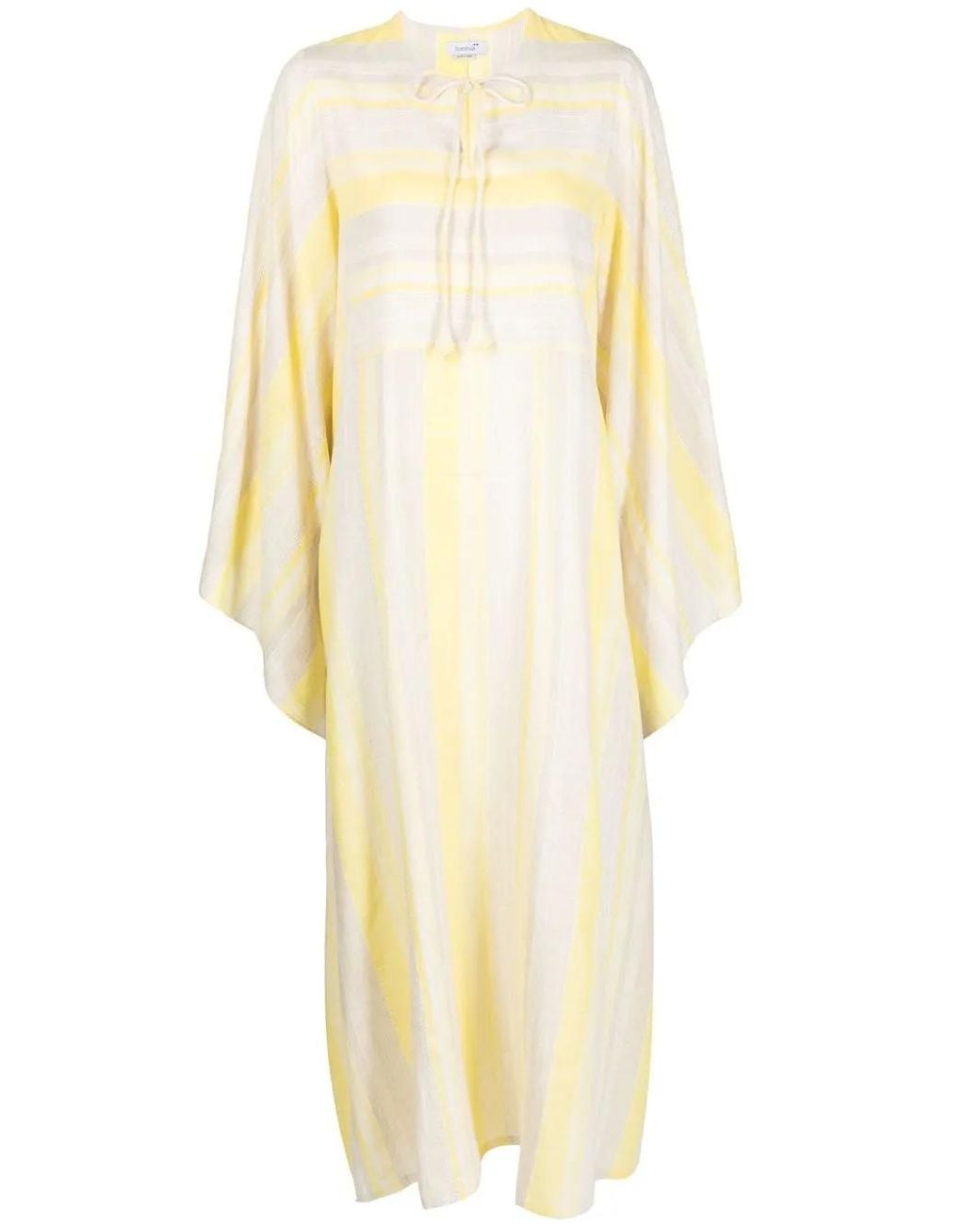 Bambah Metallic Striped Tie-Fastening Kaftan Dress