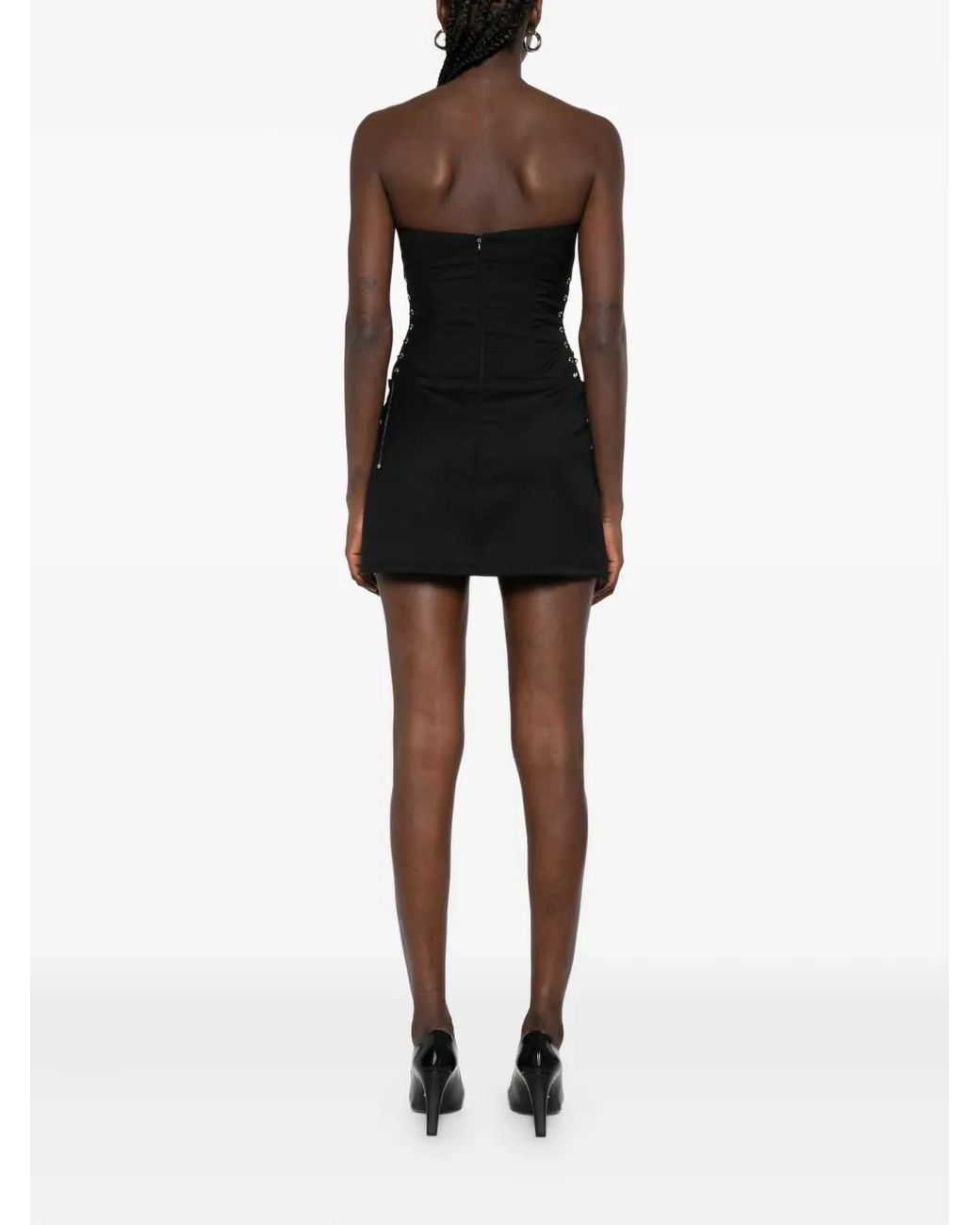 Vestiaire d'un Oiseau Libre Black Lace-Up Mini Dress