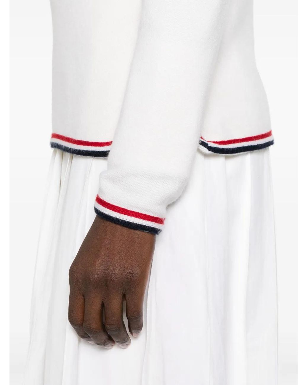 Thom Browne White Striped-Border Cashmere Jumper