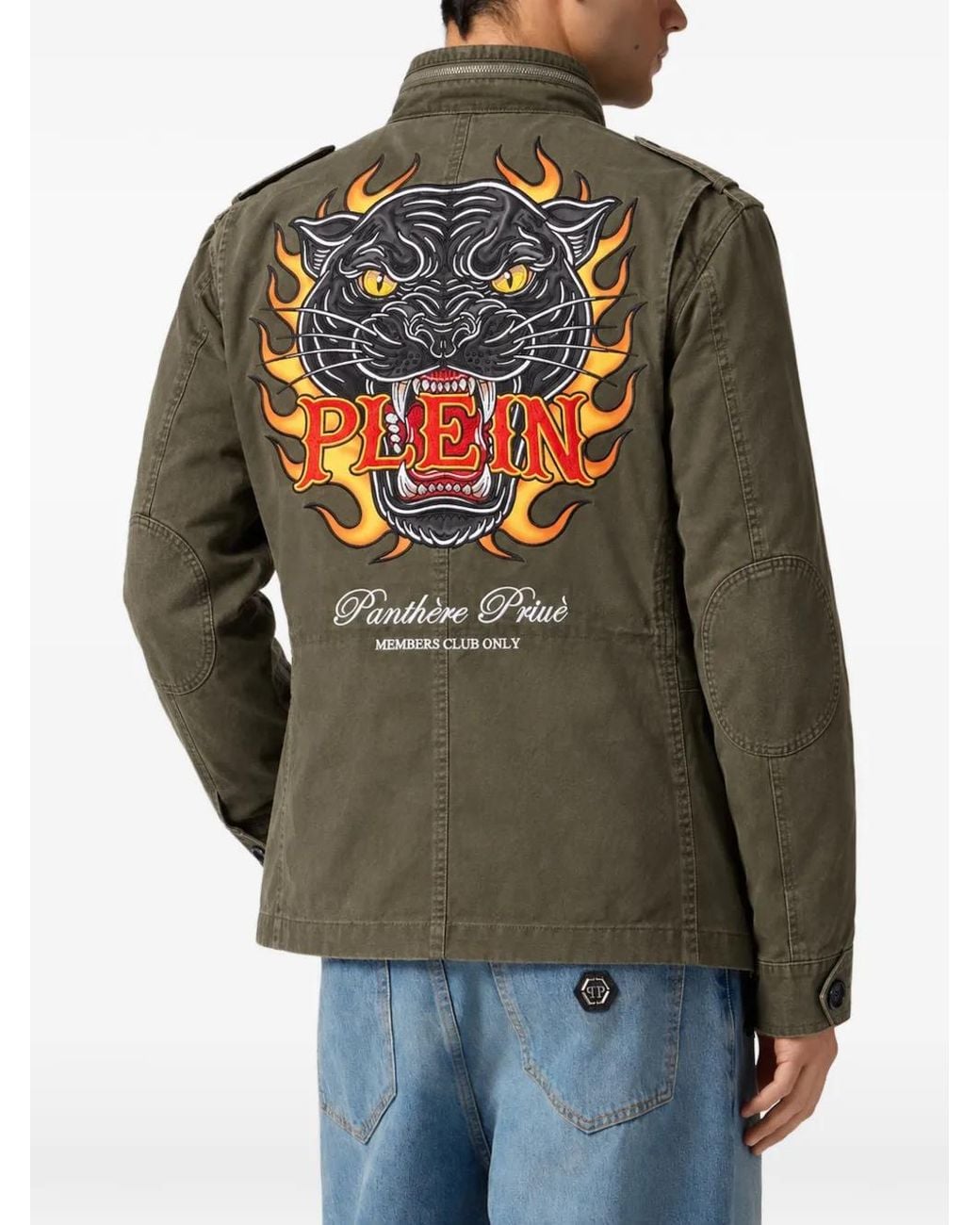 Philipp Plein Green Field Jacket Urban Jungle Patches for men