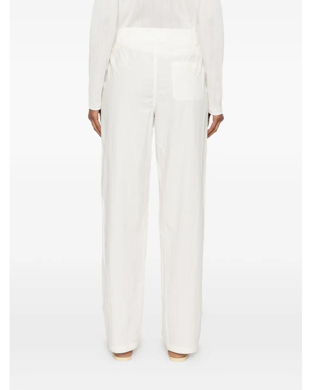 The Row White Fael Straight-leg Trousers