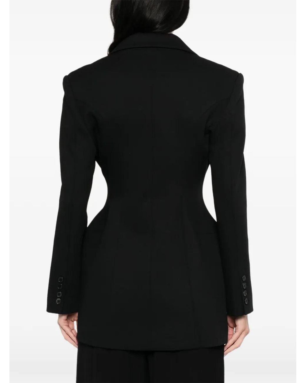 LA PISCINE Black Double-Breasted Sculpted Blazer