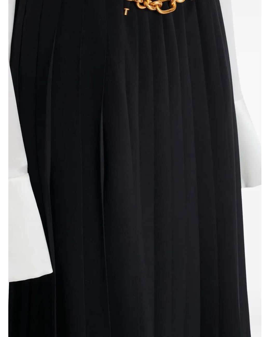Balmain Black Pleated Chain-Embellished Skirt