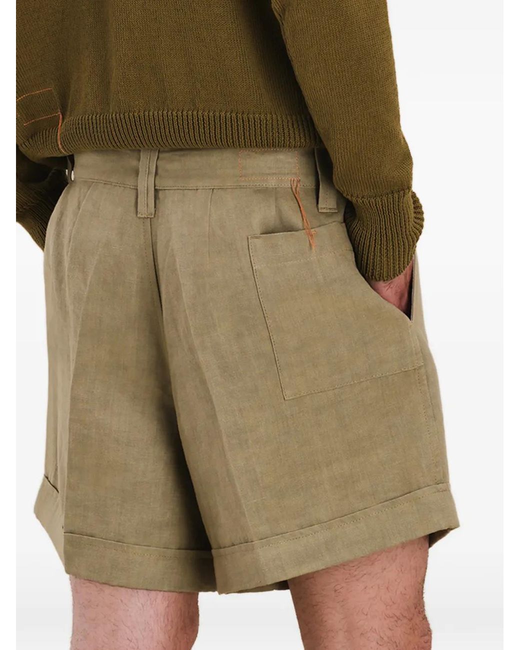 Fortela Natural Bedford Pleated Shorts for men