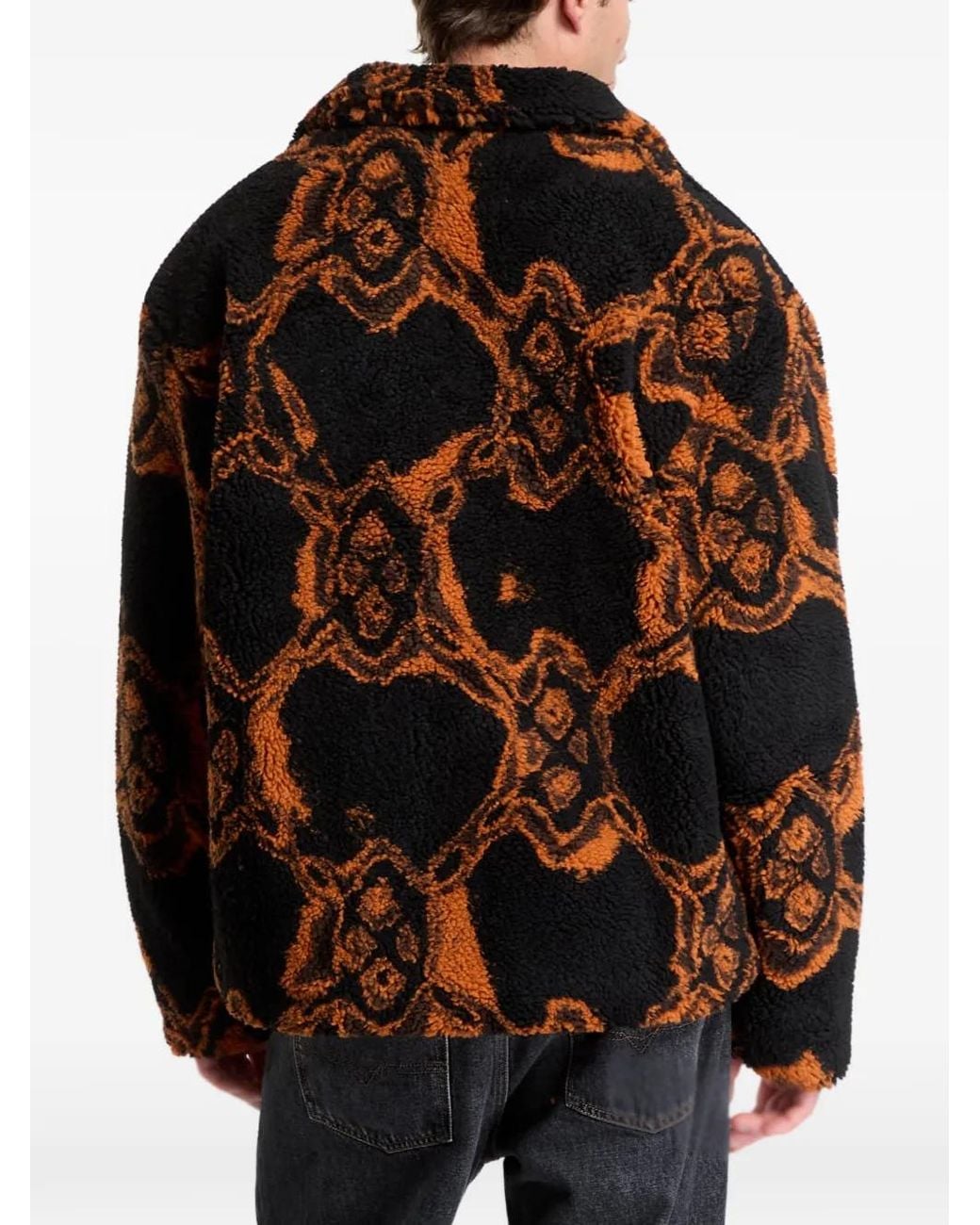 Daily Paper Black Burned Shield Faux-Fur Jacket for men