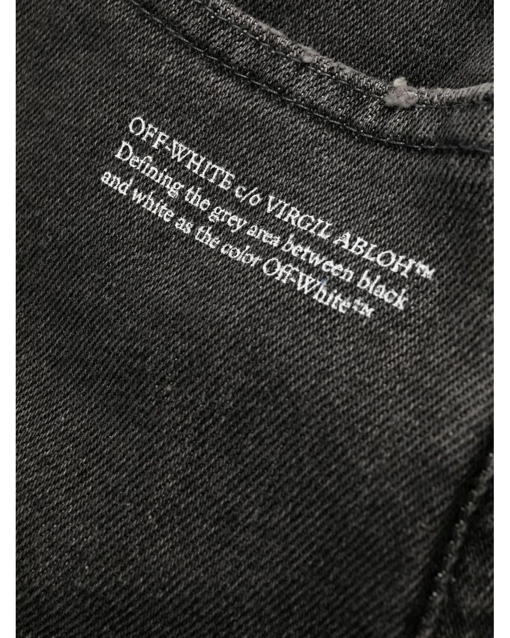 Off-White c/o Virgil Abloh Gray Slogan-Print Cropped Skinny Jeans