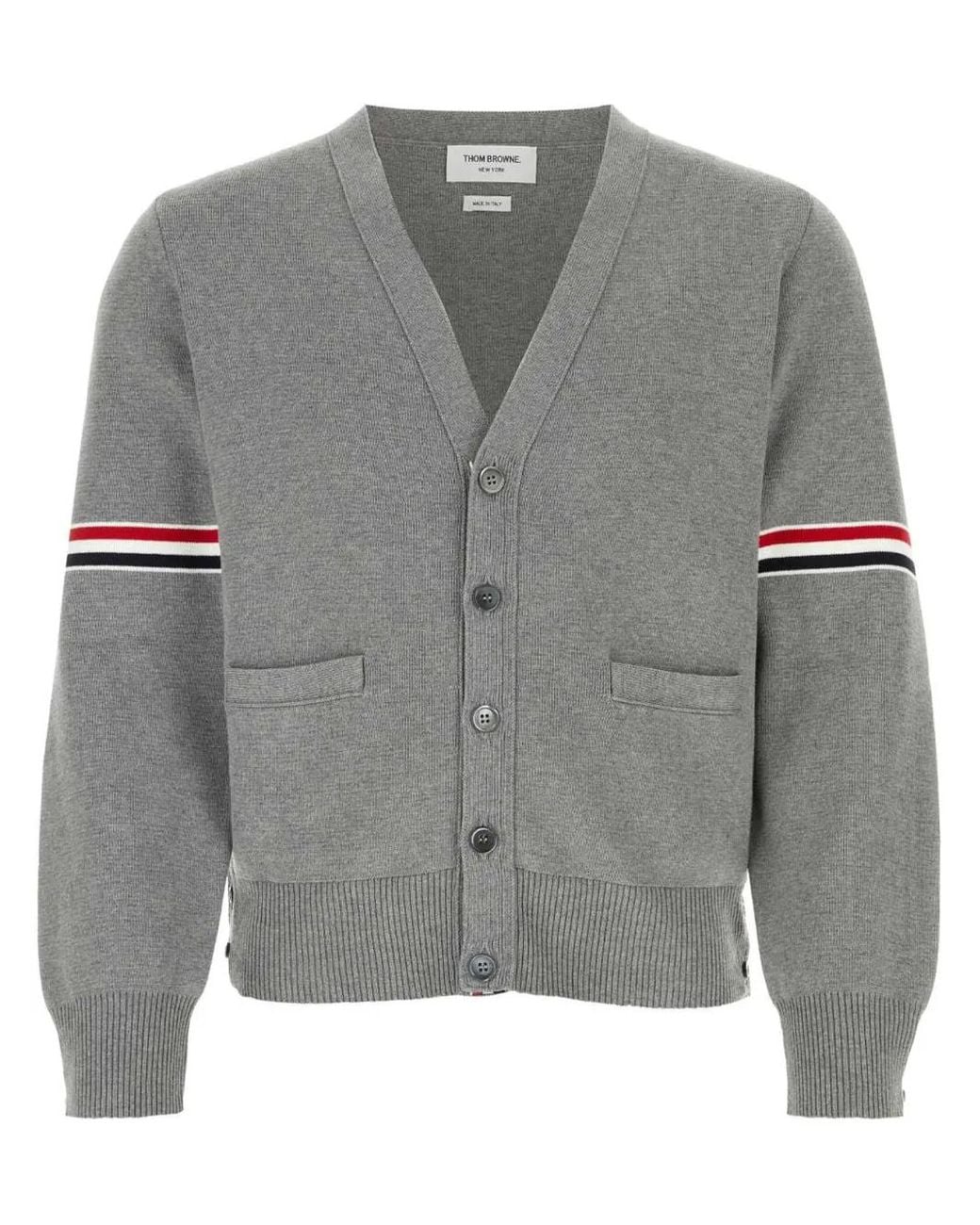Thom Browne Gray Milano Stitch Stripe Armband Cardigan for men