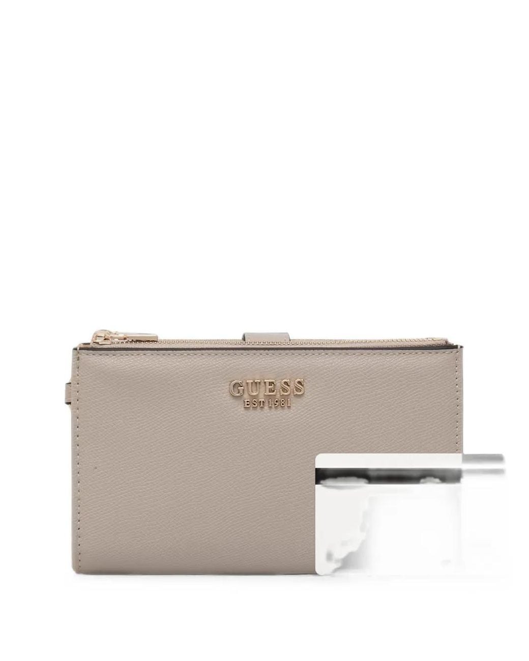 Guess Gray Logo-Plaque Wristlet Wallet