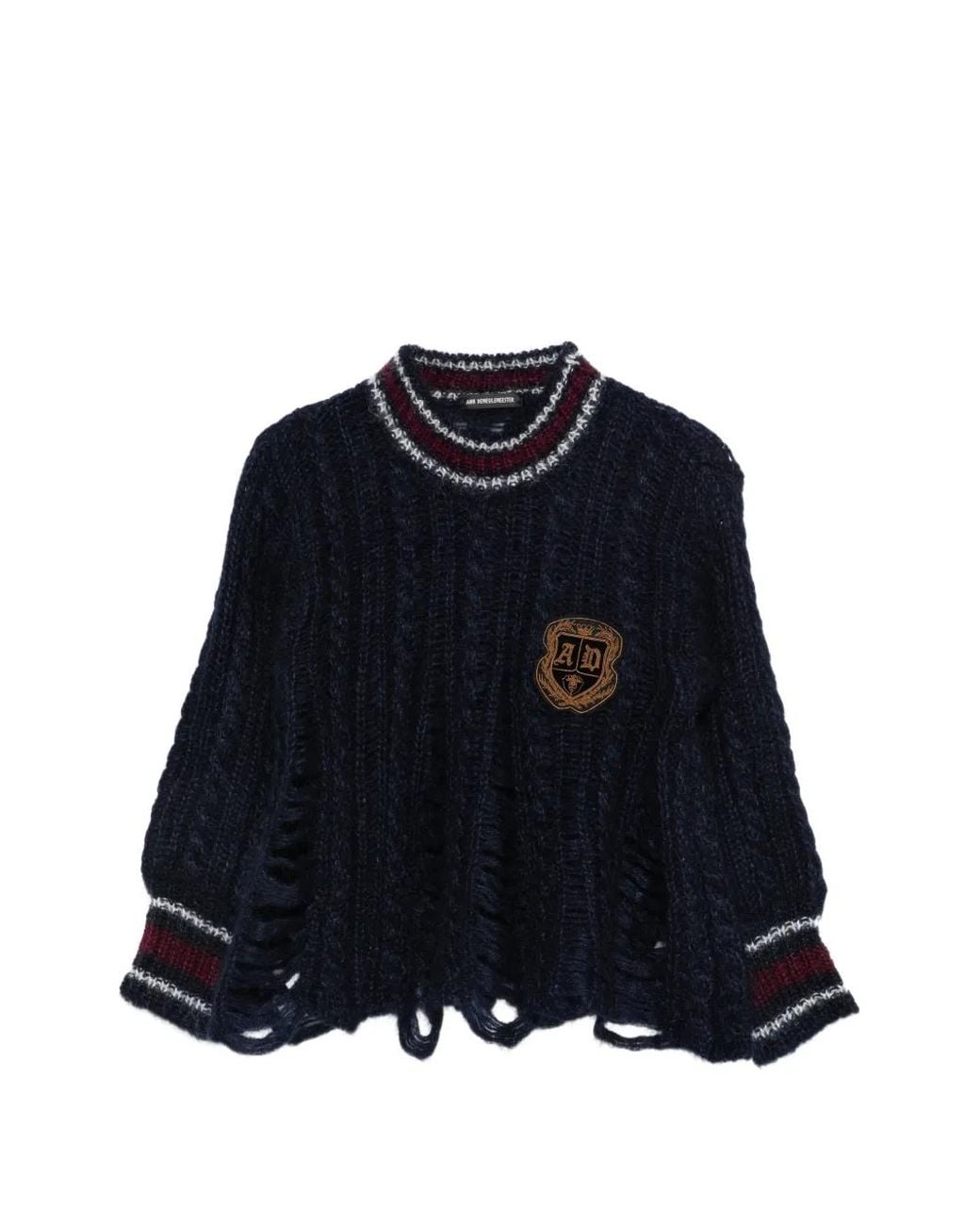 Ann Demeulemeester Blue Cable-Knit Sweater