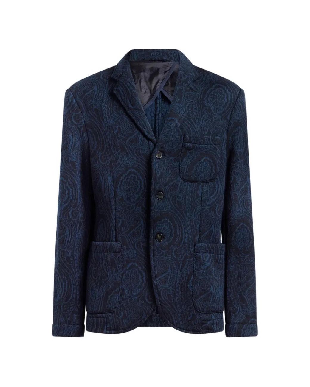 Etro Blue Veste Jacquard En Laine Mélangée À Motif Arnica for men