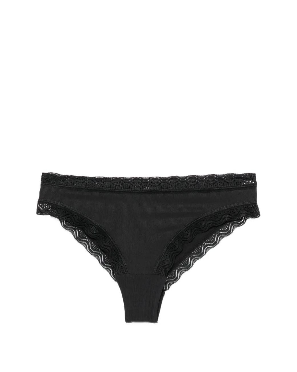 Marc O' Polo Black Lace-Trim Ribbed Briefs (Set Of Three)