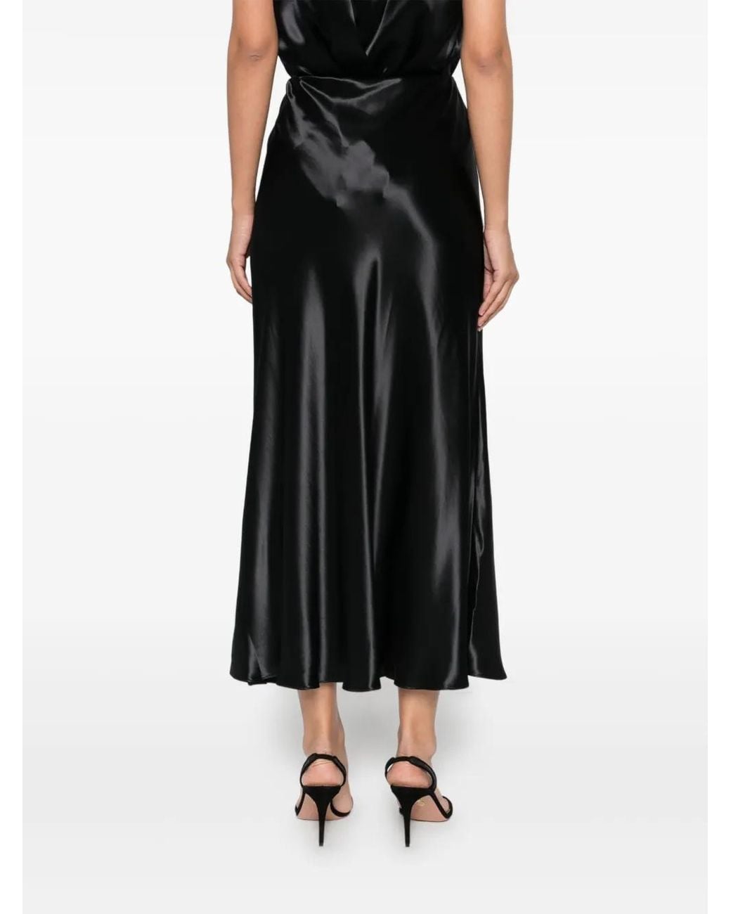 Alberta Ferretti Black Satin Skirt
