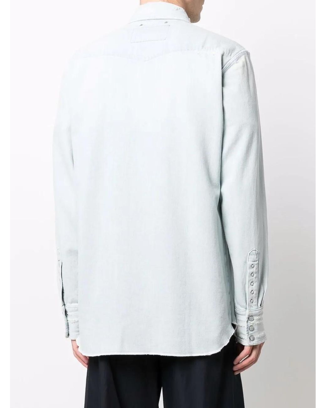 Golden Goose Deluxe Brand Blue Bleached Studded Shirt for men