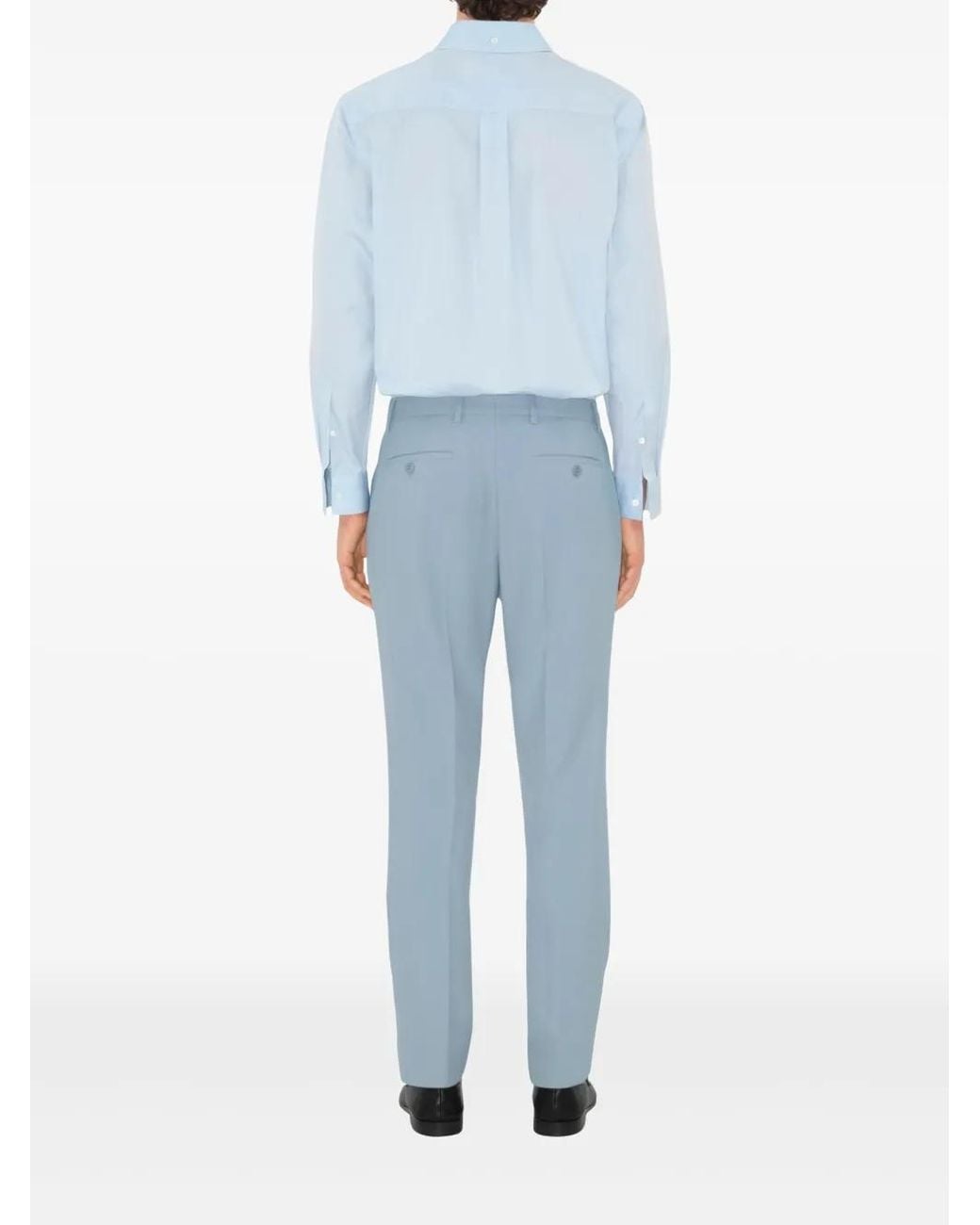 Burberry Blue Wool Tailored Trousers for men