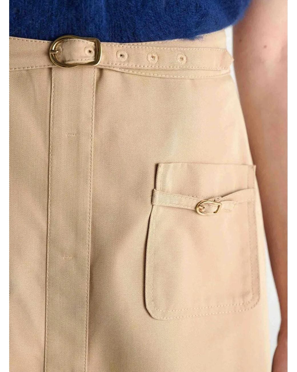 Dorothee Schumacher Natural Belted A-Line Midi Skirt