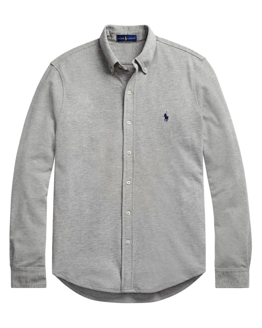 Polo Ralph Lauren Gray Logo Embroidered Button-Down Shirt for men
