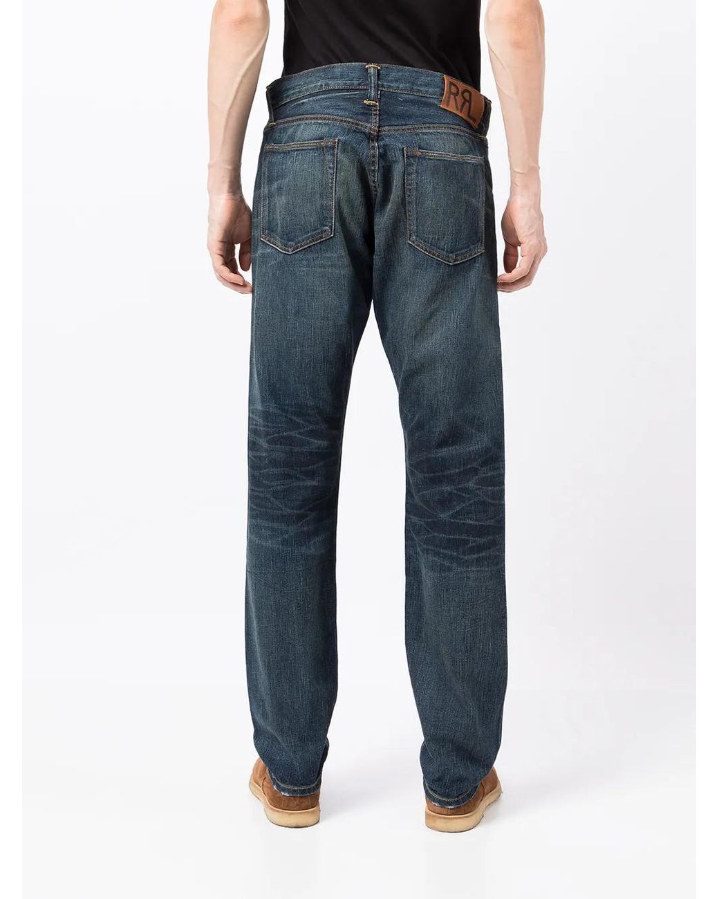 RRL Blue Whiskering-Effect Jeans for men