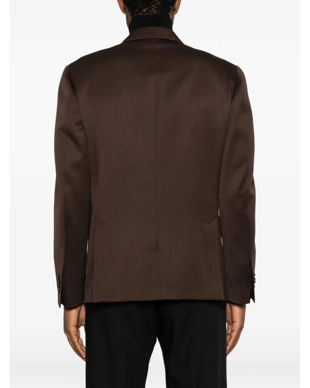 Lardini Brown Double-Breasted Peak-Lapel Jacket for men
