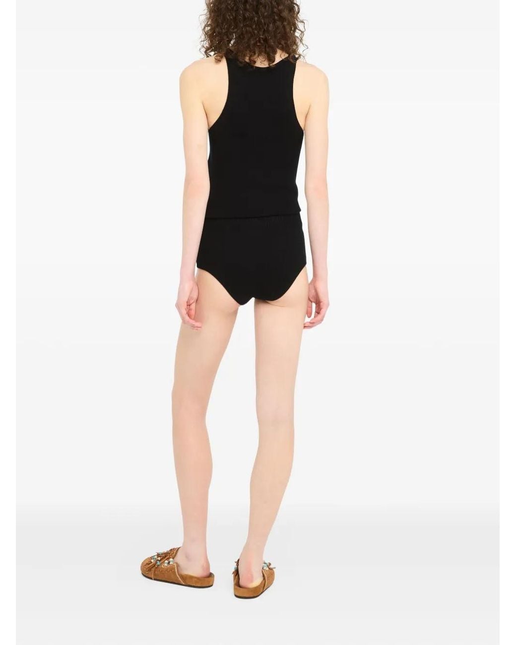 Alanui Black Finest Ribbed Short