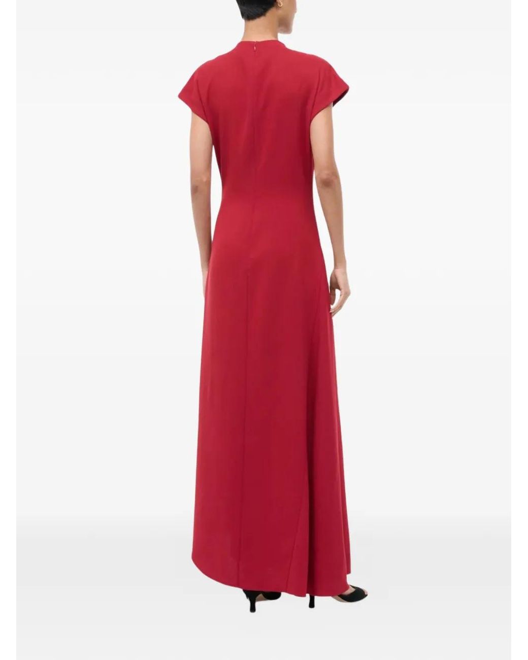 Staud Red Zaya Draped Maxi Dress
