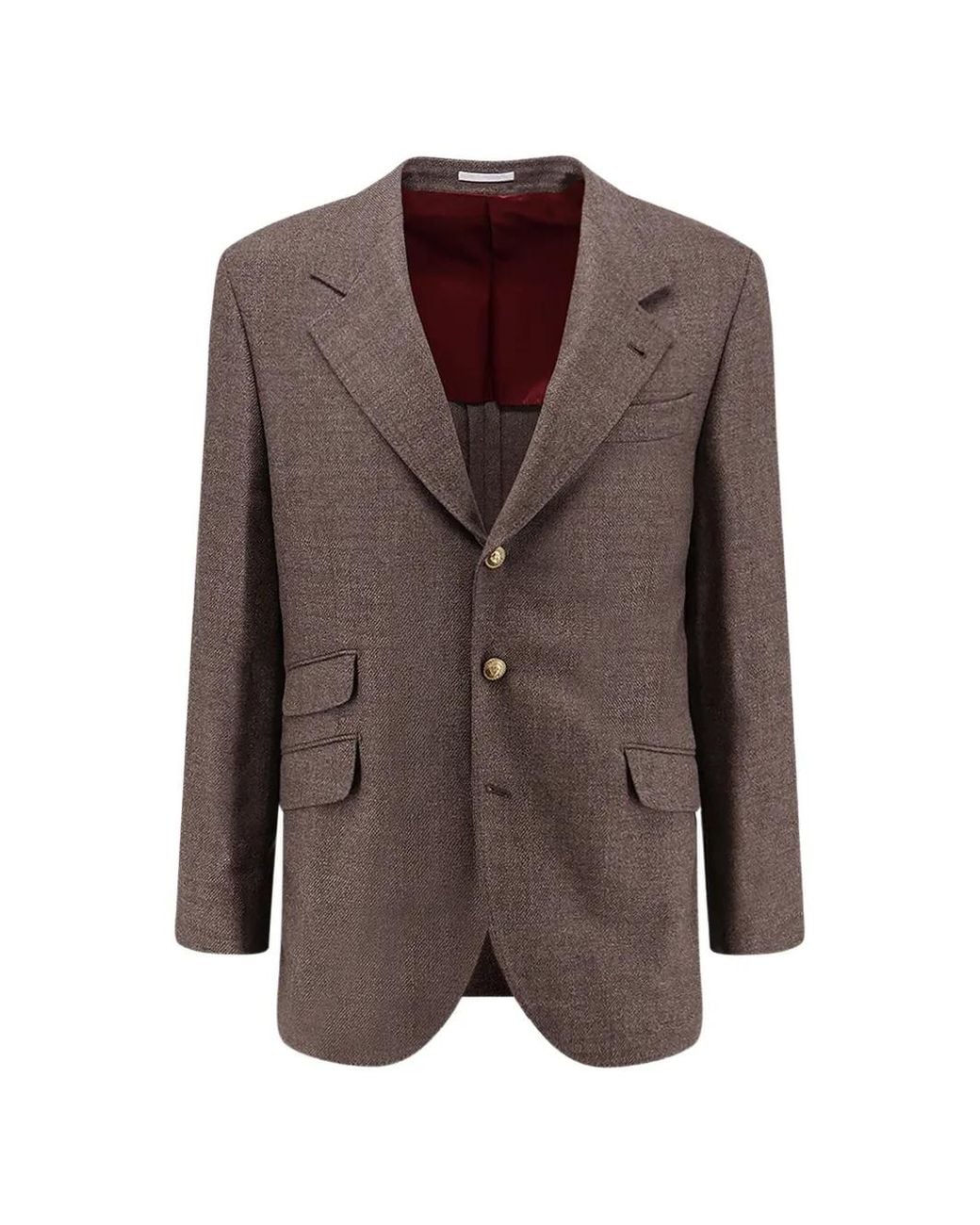 Brunello Cucinelli Brown Notch-Lapel Wool Blazer for men