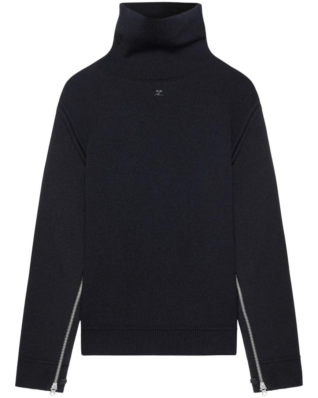 Courreges Blue Oversized Mock-Neck Sweater