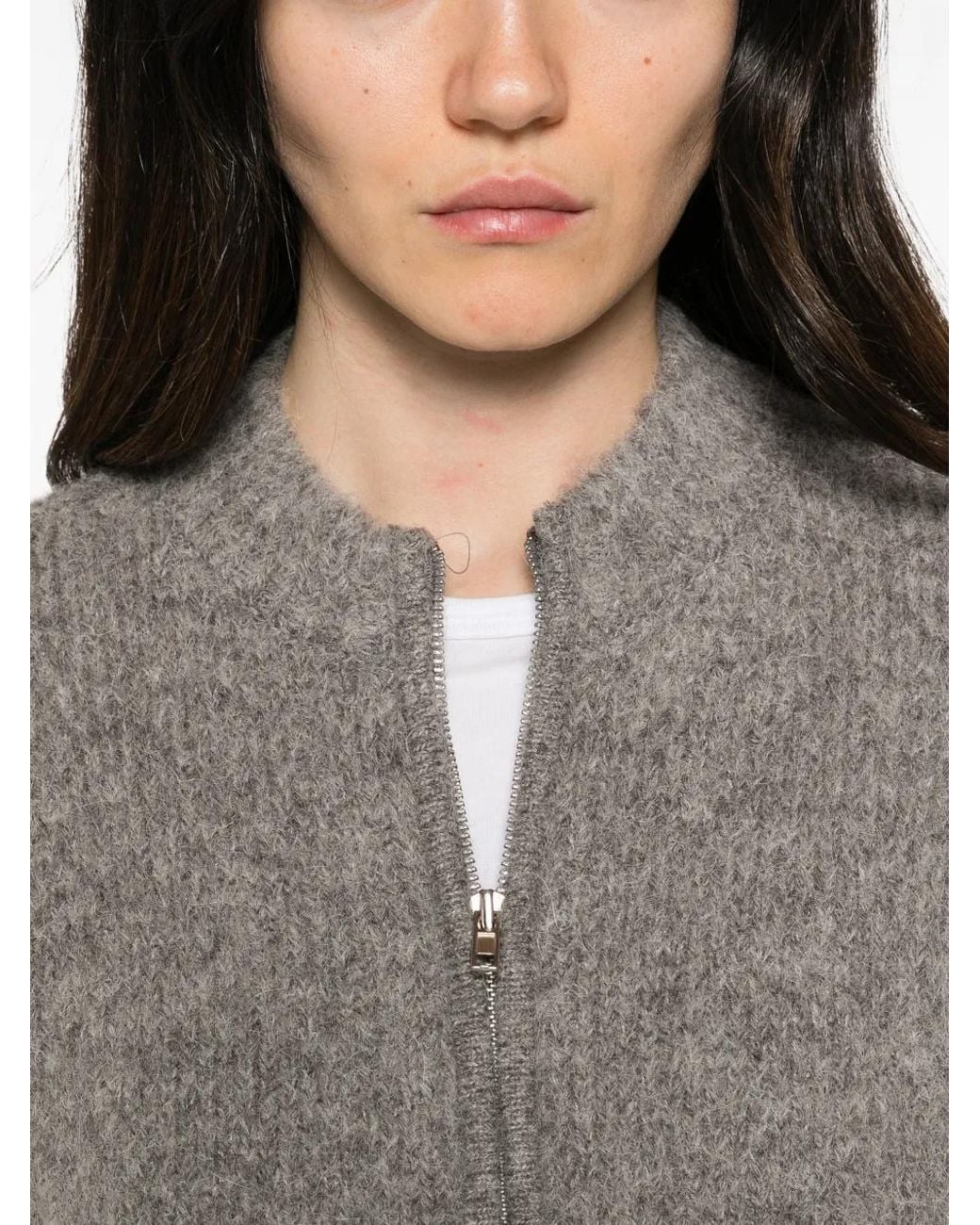 Low Classic Gray Zip-Up Cardigan