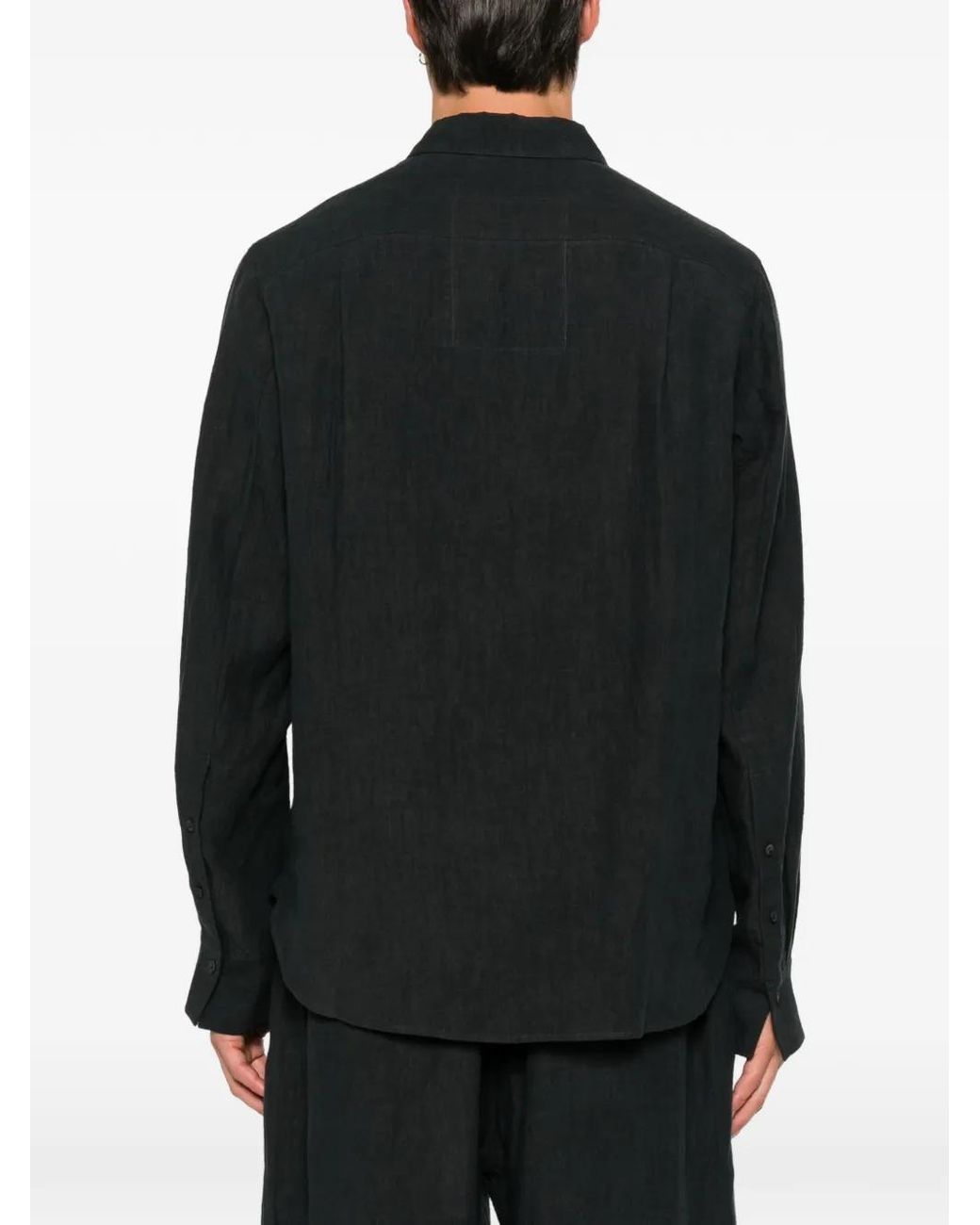 Ziggy Chen Black Layered-Detail Long-Sleeve Shirt for men
