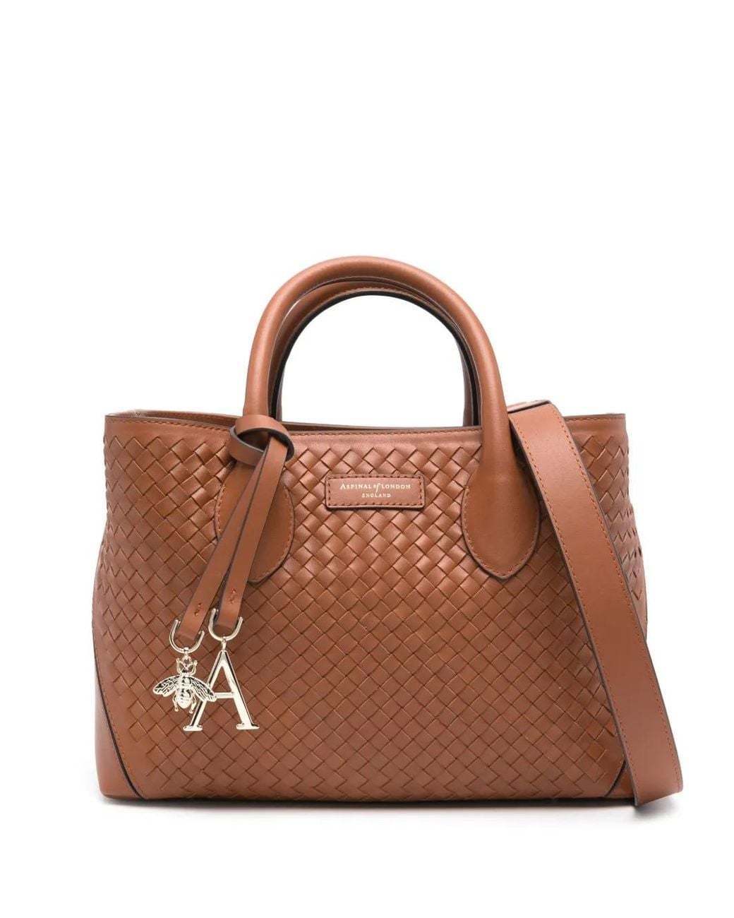 Aspinal Brown Medium London Woven Tote Bag