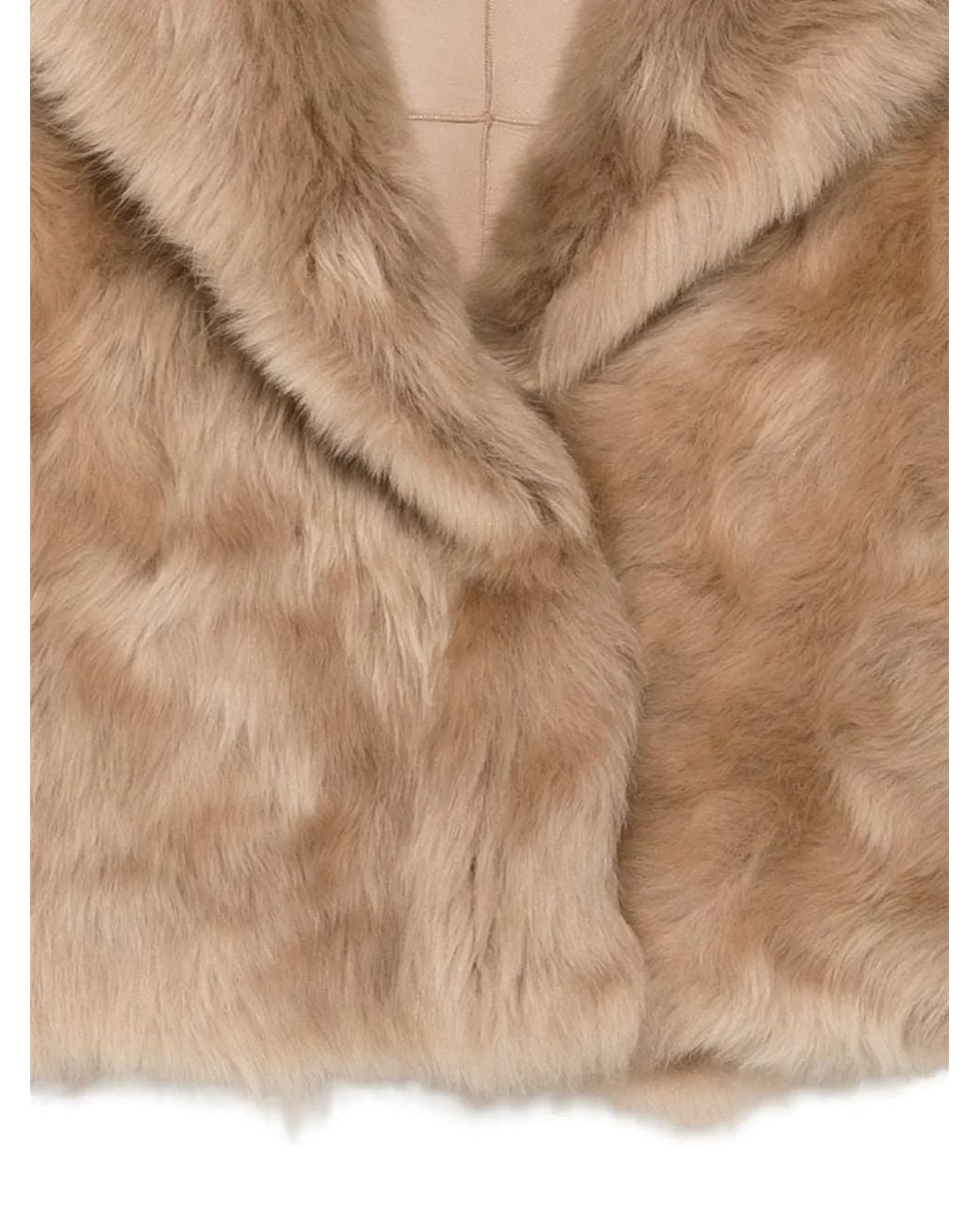 Blancha Natural Shearling-Finish Lapel-Collar Jacket