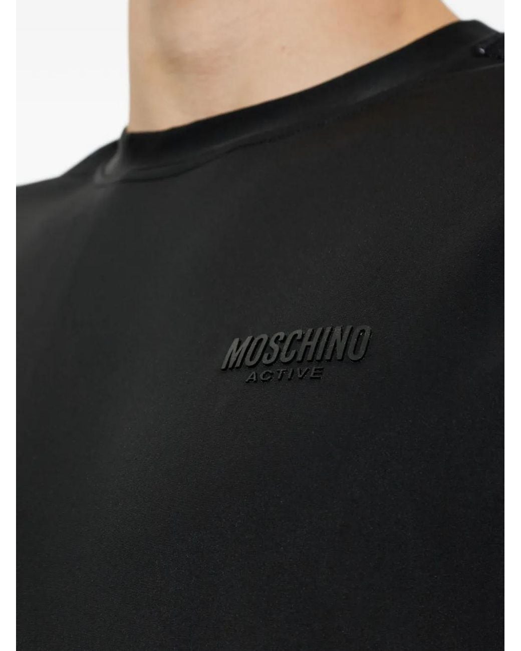 Moschino Black Active Logo-Tape T-Shirt for men