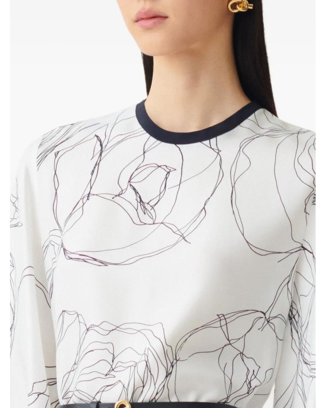 Fabiana Filippi White Floral-Print Belted Midi Dress