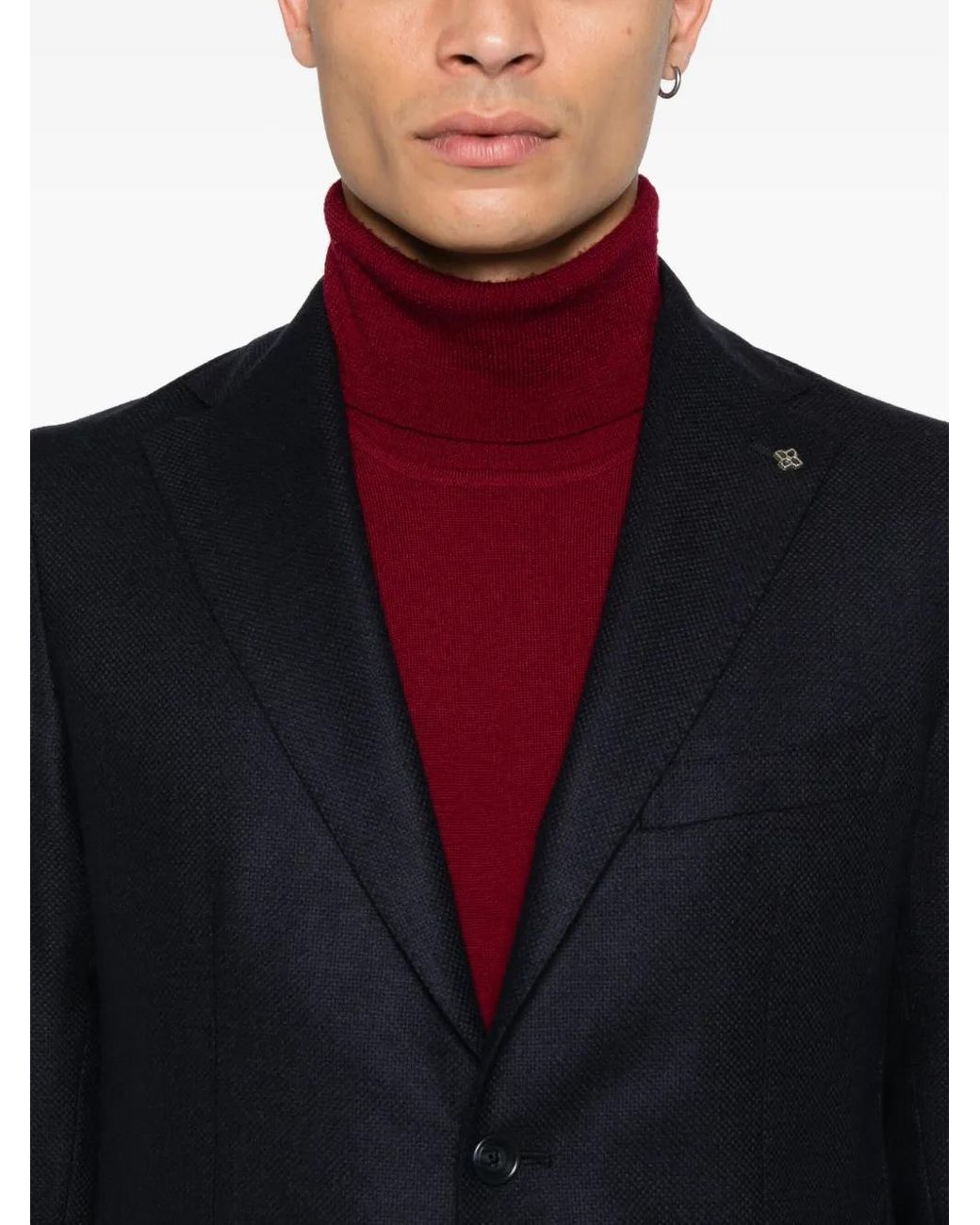 Tagliatore Black Patch-Pocket Two-Button Jacket for men