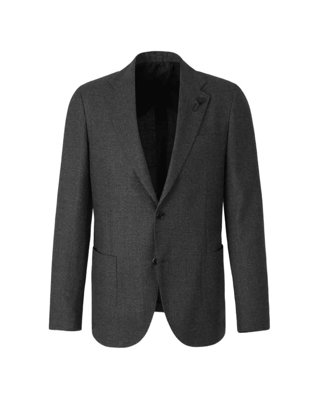 Lardini Black Flower-Patch Single-Breasted Blazer for men