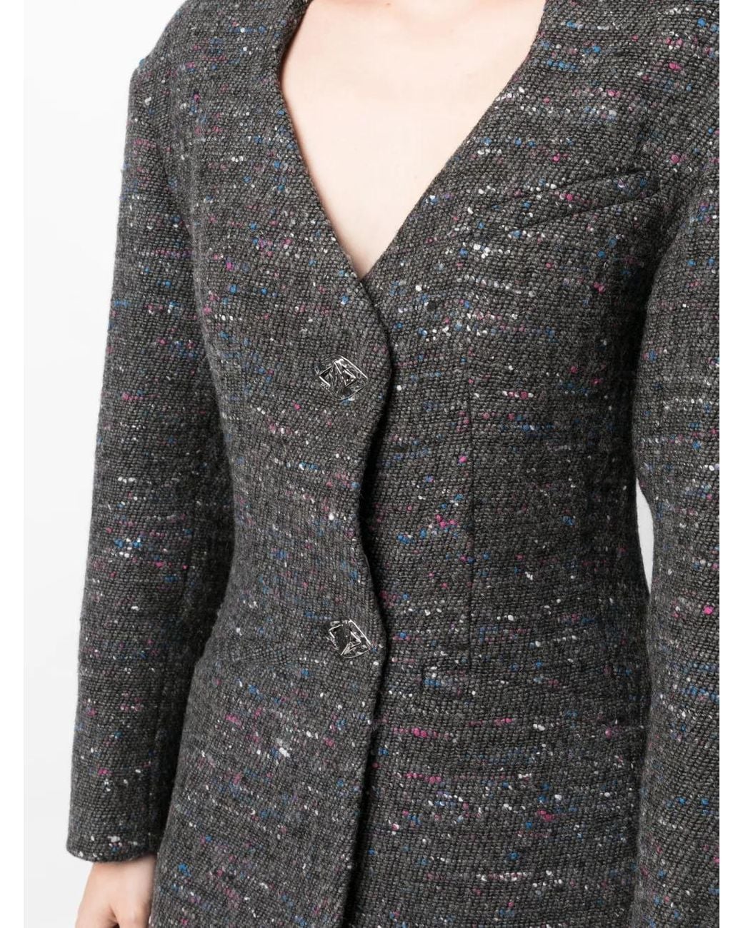 Ganni Gray Fitted Wool Blazer