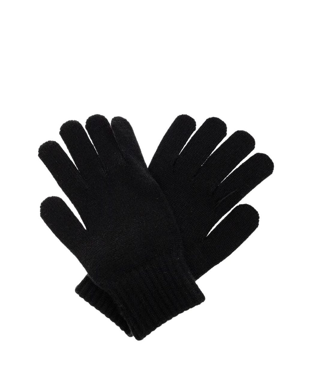 EA7 Black Logo-Patch Knit Gloves