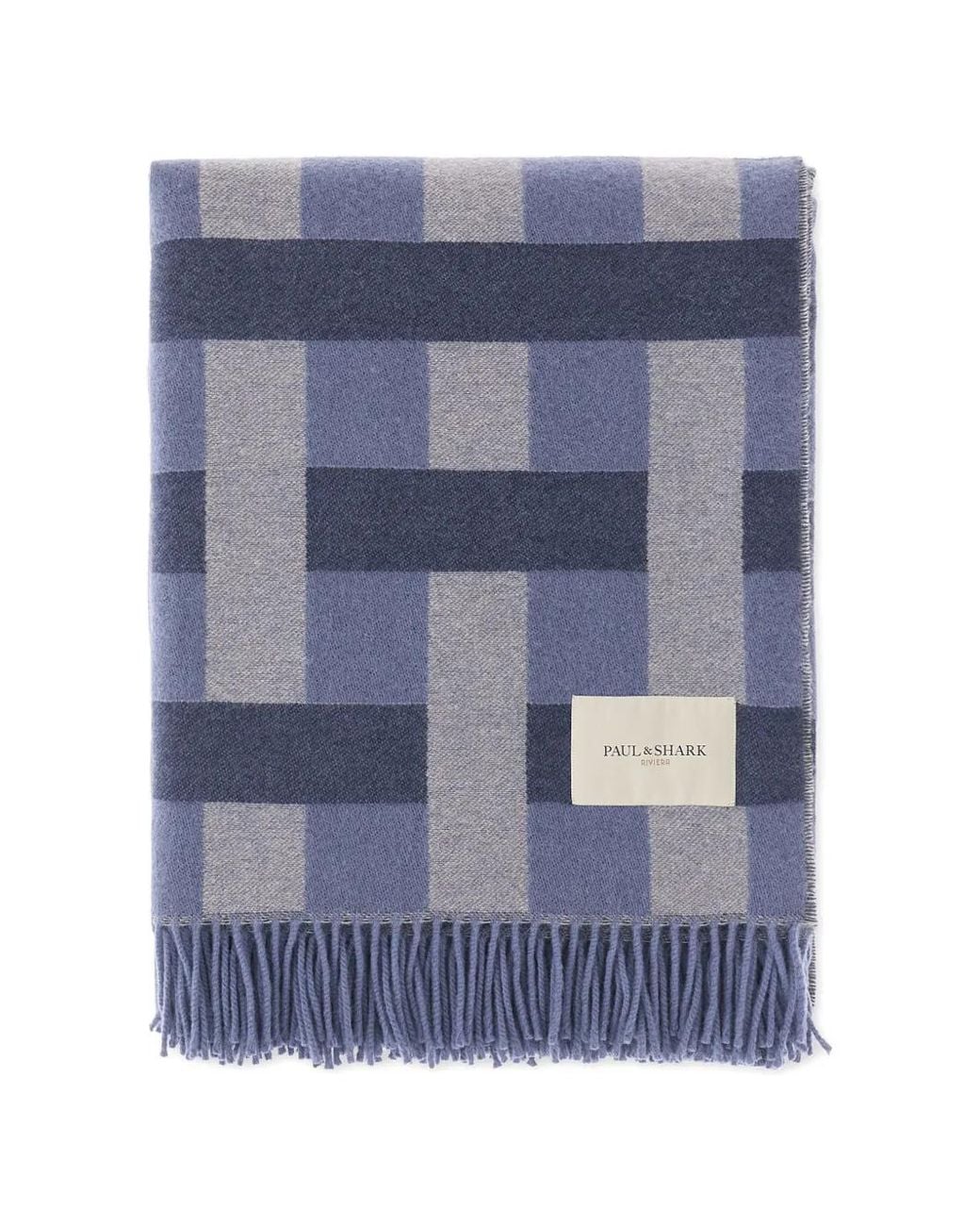 Paul & Shark Blue Écharpe Frangée À Motif Géométrique for men