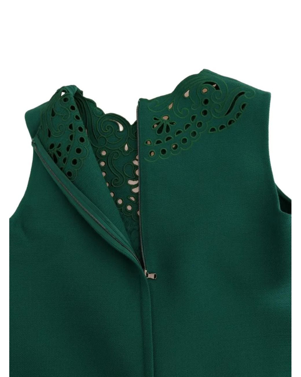 Dolce & Gabbana Green Laser-Cut A-Line Dress